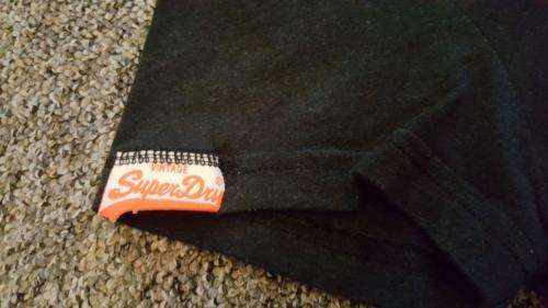 Superdry T-Shirt Black with Neon Pink & Orange Print