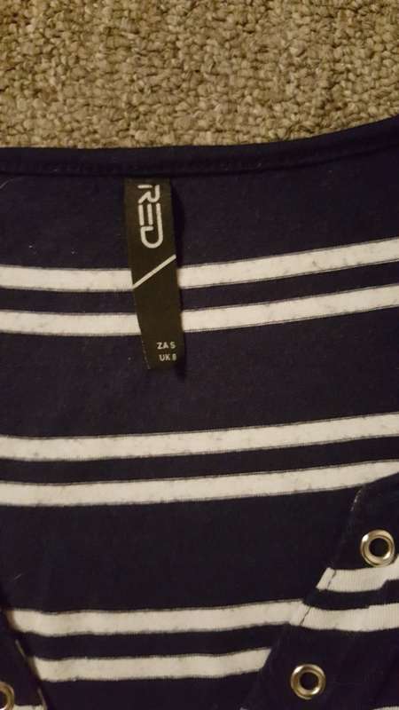 Navy & White Striped MRP Red Maxi Dress
