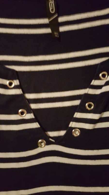 Navy & White Striped MRP Red Maxi Dress