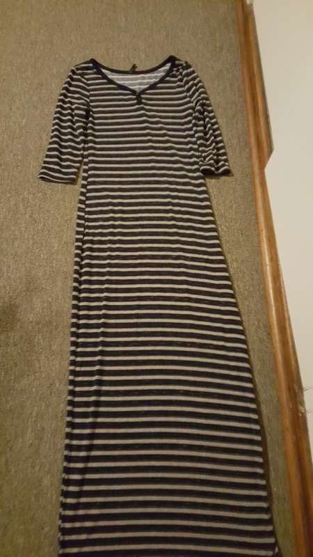 *Summer Sale* Navy & Grey Striped MRP Red Maxi Dress
