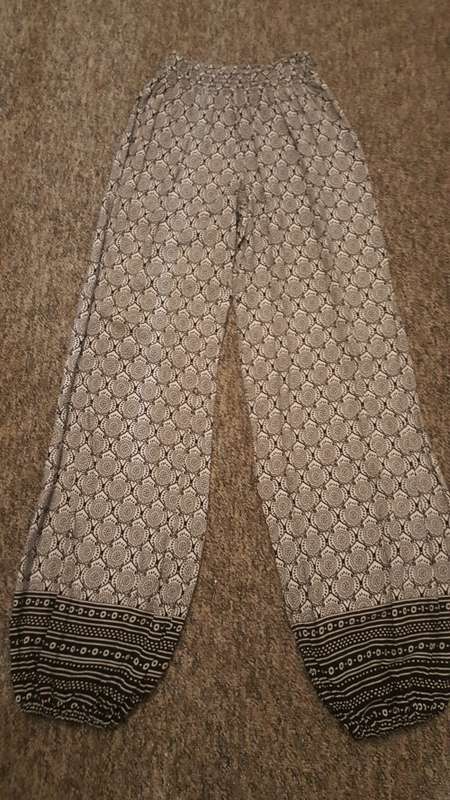 MRP Red Boho Gypsy Pants - Black & White Pattern