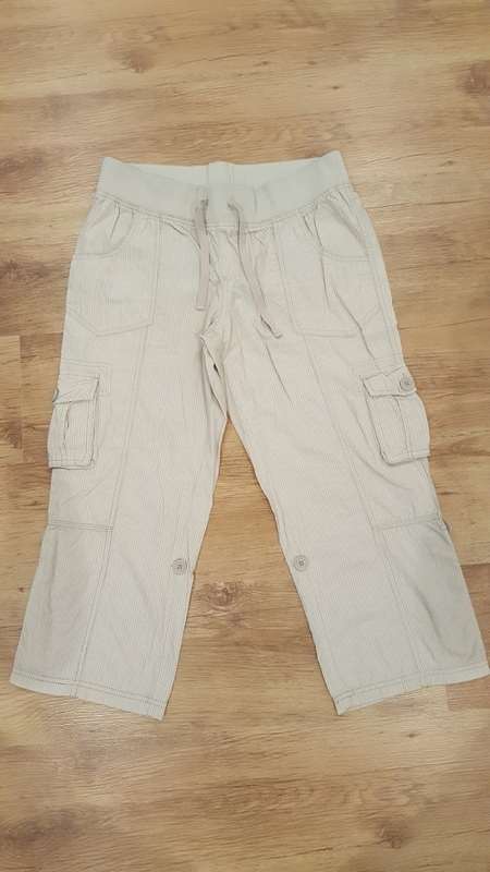 Tango Beige & White Stripe ¾ Cargo Pants (Stretchy Waistband)