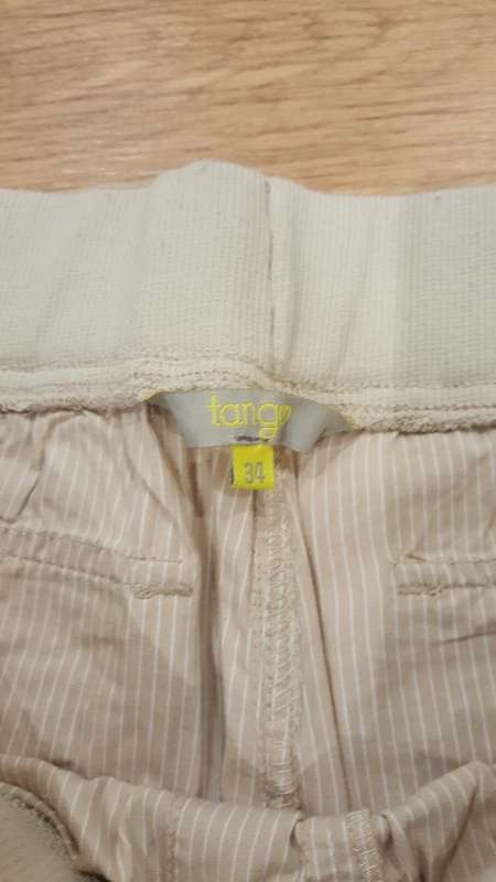 Tango Beige & White Stripe ¾ Cargo Pants (Stretchy Waistband)