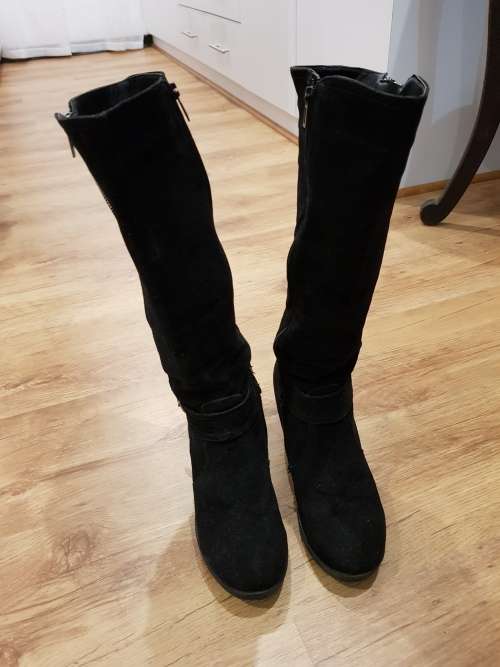 Black Wedge Heeled Boots