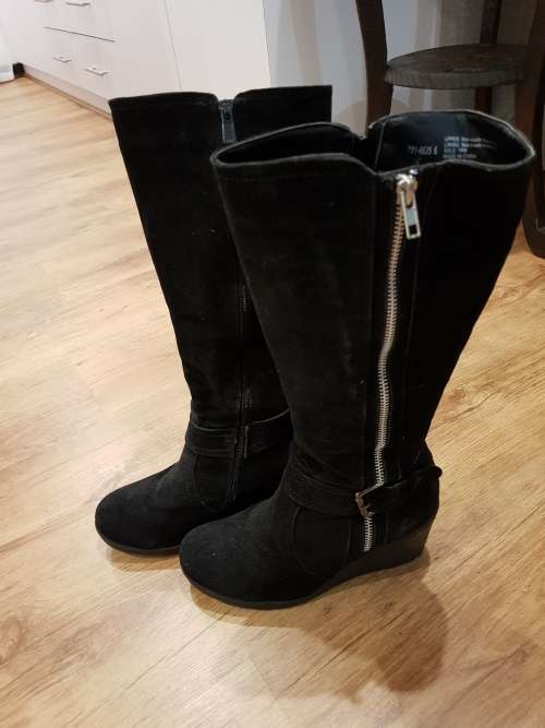 Black Wedge Heeled Boots