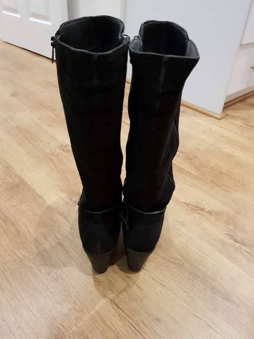 Black Wedge Heeled Boots