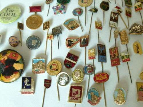 Collection of 100 vintage pin badges - 1960 - 1990s, various themes