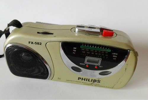 Vintage  Radio cassette recorder player Philips with alarm clock