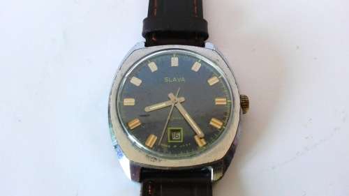 Russian vintage Men's wrist watch Slava - 21 jewels, date