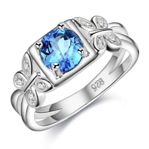 925 silver ring with Aquamarine, female lovely gift - size 6 / M
