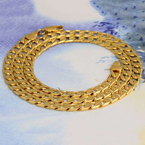 Gold Plated Cuban Link Chain Necklace, Vintage Style, Men's - 6 mm x 52 cm