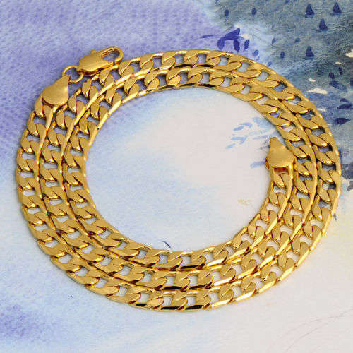 Gold Plated Cuban Link Chain Necklace, Vintage Style, Men's - 6 mm x 52 cm