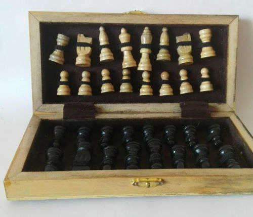 Vintage small wooden chess