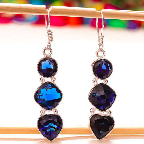 925 SILVER EARRINGS WITH BLUE SAPPHIRE