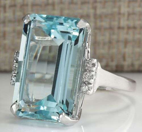 6.35 ct Fashion Woman Jewelry Aquamarine 925 Silver Ring, size 7 / O