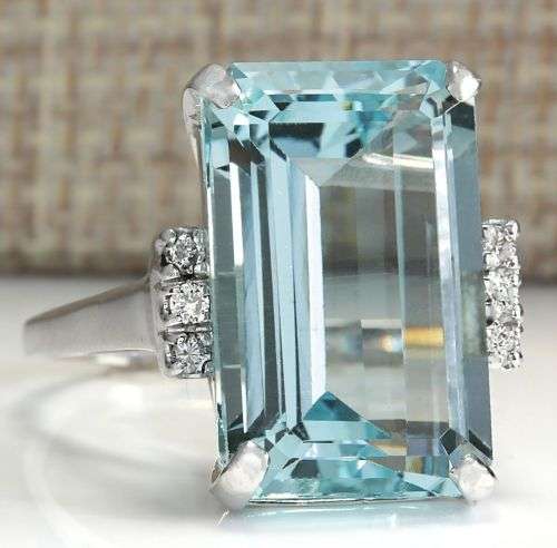 6.35 ct Fashion Woman Jewelry Aquamarine 925 Silver Ring, size 7 / O