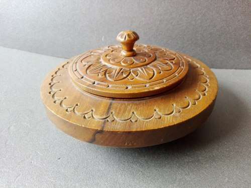 Lot of Vintage Jewelry in old hand-carved wooden jewelry box
