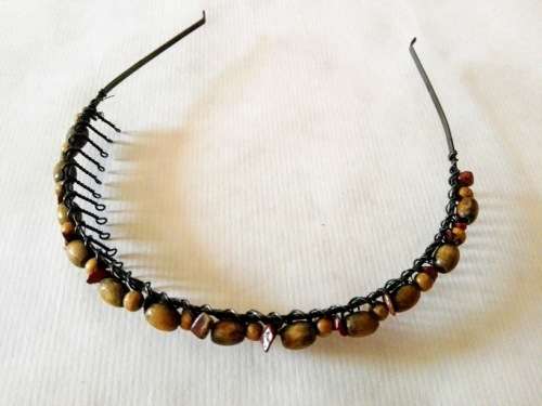 Vintage diadem, tiara, wooden beads