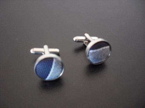 VINTAGE BLUE ROUND CUFFLINKS