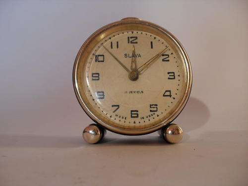 Vintage Soviet Russian Mechanical Clock, Slava Alarm Clock, WORKING
