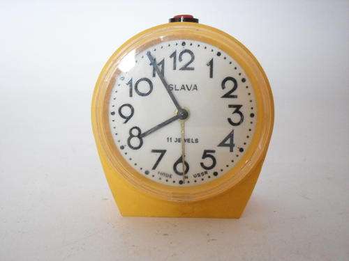 Vintage Soviet Russian Mechanical Clock, Slava Alarm Clock, WORKING