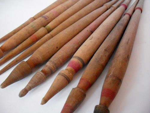 Lot Antique Wooden Spindles, 9 pcs, 19th Century