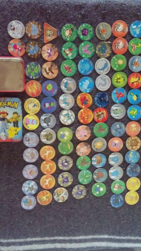 81 Pokemon tazos with TIn. Once in a Lifetime!