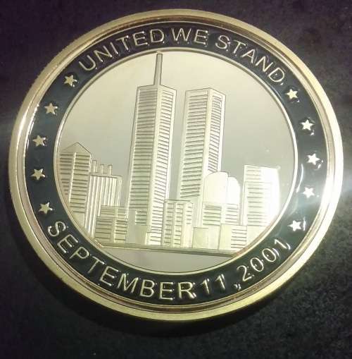 United we stand with liberty and justice Twin Tower Memorial Medal