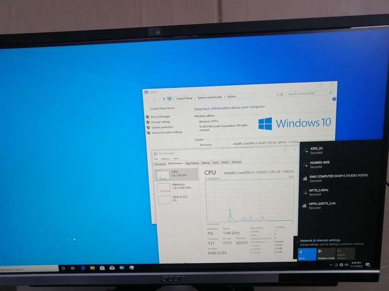 Acer i5 10th gen @ upto 3.6GHZ All in one PC c22-963 8GB ddr4 ram 256GB ssd WiFi/Bluetooth M.2 slot,