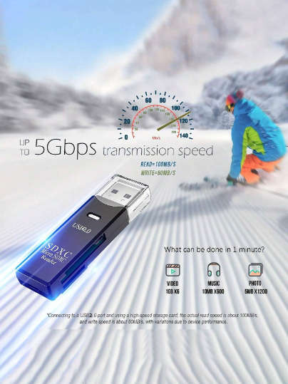 1 pc USB 2.0 SD SD Card Reader , Micro-sd Card To USB Adapter FoCamera Memory Card Readers , Card Re
