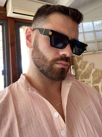 1pc Men`s Black Plastic Polygonal Frame Cool Korean Ins Style Trendy Sunglasses Suitable For Outdoor