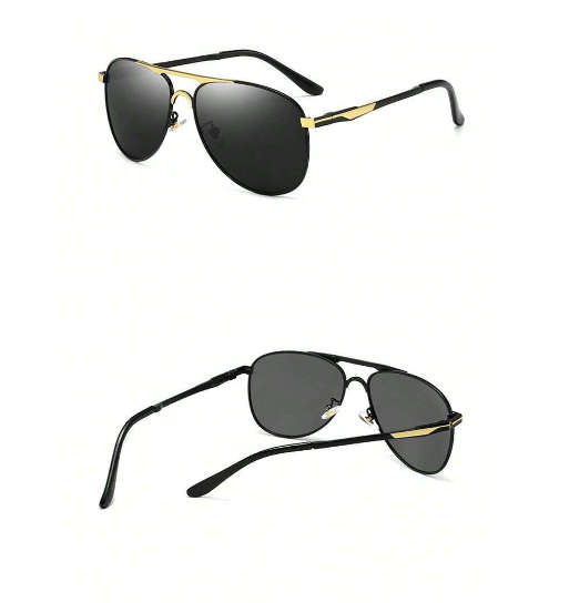 1pc Unisex Gold Tone Pilot & Astronaut Polarized Sunglasses, Classic Fashionable Eyewear For Driving