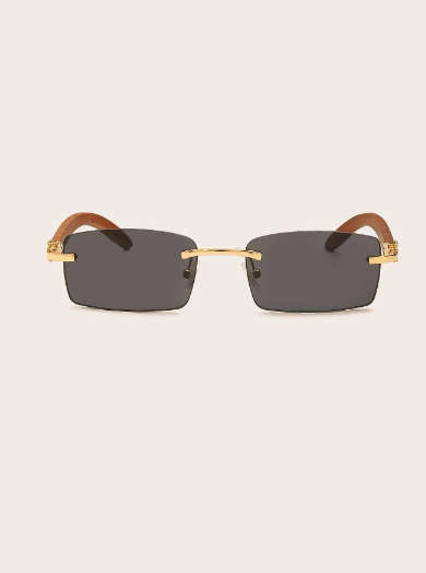 1pc Unisex Small Square Frameless European And American Trend Horn Cut Edge Fashion Glasses In Black