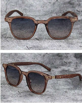 New Men Retro Wooden Frame Sunglasses Classic Brand Square Vintage Polarized Sunglasses Anti-UV Men
