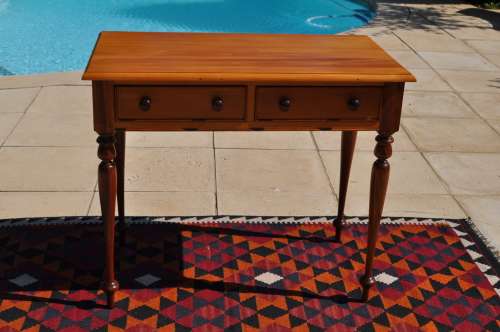 Yellow Wood Two Drawer Desk  ---  Collections Only!!!!!!