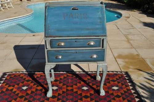 Imbuia Ball & Claw French Painted Bureau    ---   Collections Only!!