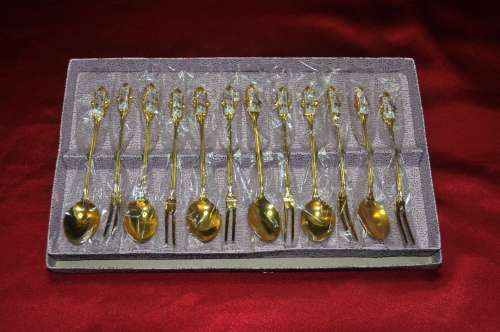 Set of Boxed Cake Forks & Spoons.