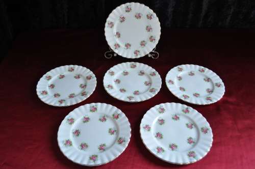 Royal Albert "Forget-Me-Not Rose" 6 x Cake Plates.