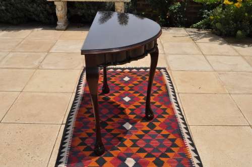 Stinkwood Ball & Claw Half Moon Table With Glass Top.  --  Collections Only!!!