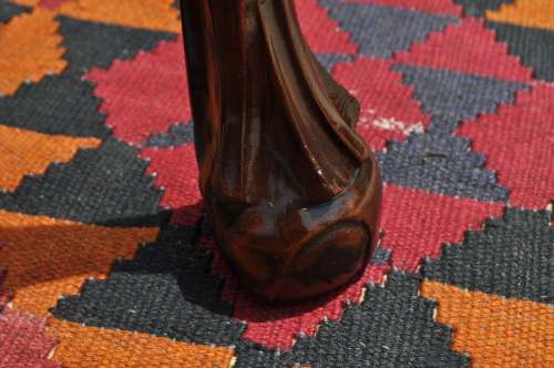 Stinkwood Ball & Claw Half Moon Table With Glass Top.  --  Collections Only!!!