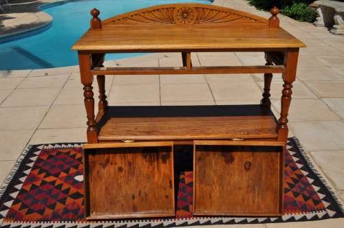 Oak 2 Tier, 2 Drawer Server With Glass Top --  Collections only!!