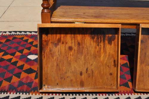 Oak 2 Tier, 2 Drawer Server With Glass Top --  Collections only!!