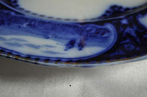 Sampson Hancock & Sons Leicester Flow Blue Circa 1910 Two Tier Cake Stand.