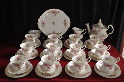 Royal Albert "Moss Rose" 40 Piece Tea Set --  Collections or Courier Please!!!