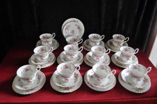 Royal Albert "Moss Rose" 40 Piece Tea Set --  Collections or Courier Please!!!