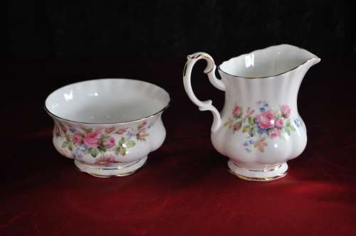 Royal Albert "Moss Rose" 40 Piece Tea Set --  Collections or Courier Please!!!