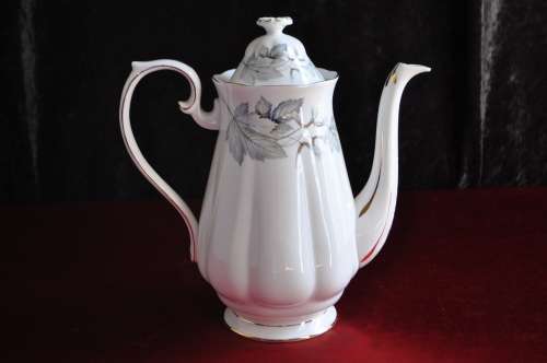 Royal Albert "Silver Maple" Large Coffee Pot, Milk & Sugar.