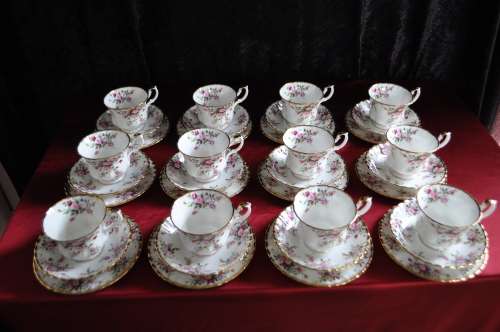Royal Albert "Cottage Garden" 40 Piece Tea Set, Cake Lifter And Sugar Spoon.
