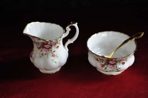 Royal Albert "Cottage Garden" 40 Piece Tea Set, Cake Lifter And Sugar Spoon.
