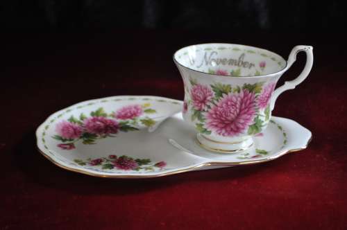 Royal Albert Flower Of The Month November "Chrysanthemum" Tennis Duo